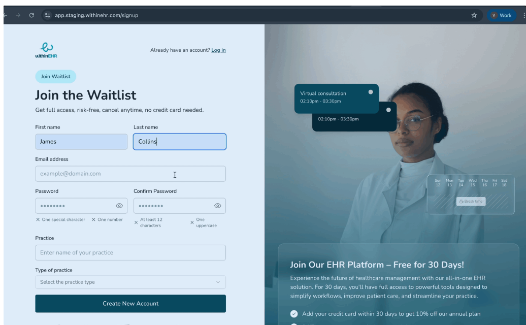 Setting Up Your WithinEHR Account