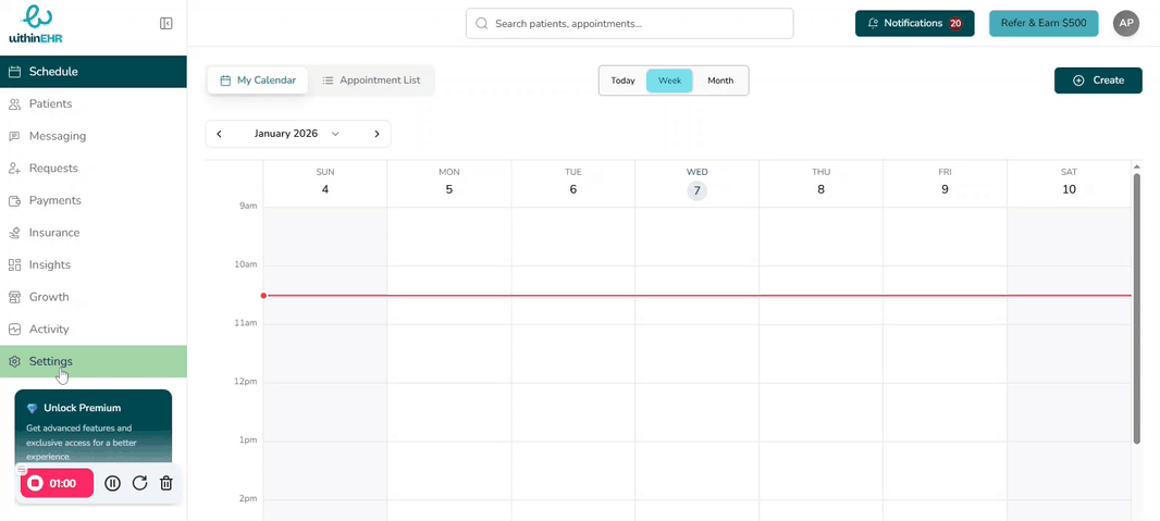 time between appointement